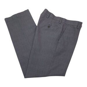 Dockers D2 Mens Gray Plaid Straight Fit Dress Pants 32x32 Cotton Blend